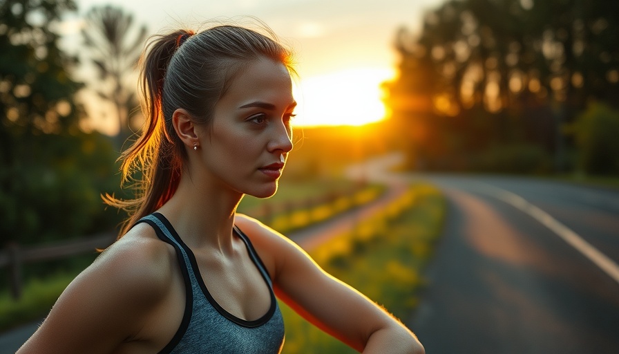 Young woman resting after run, promoting healthy eating