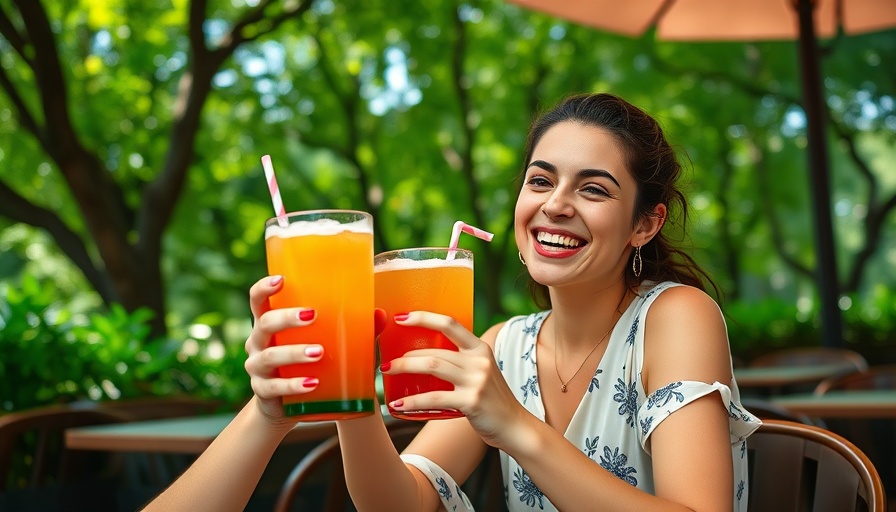 Smiling woman drinking colorful beverage outdoors is loaded water better for hydration
