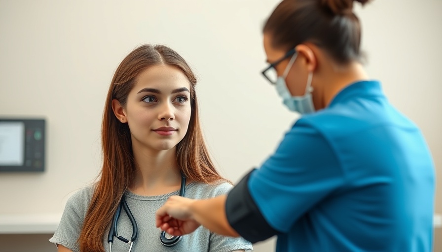 Young woman getting blood pressure checked, focusing on ADHD medications and heart health.
