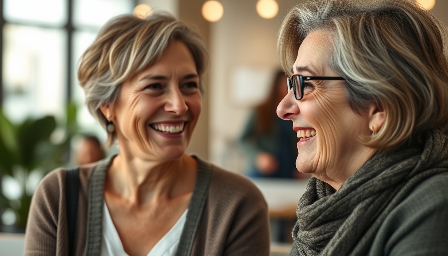 Middle-aged woman smiling in conversation, highlighting Vitamin D benefits.
