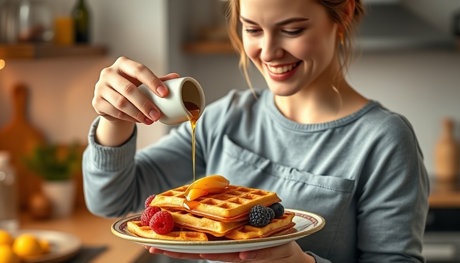 Low carb breakfast with waffles and berries.