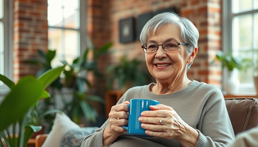 Elderly woman relaxing, potentially linked to lower risk of early dementia.