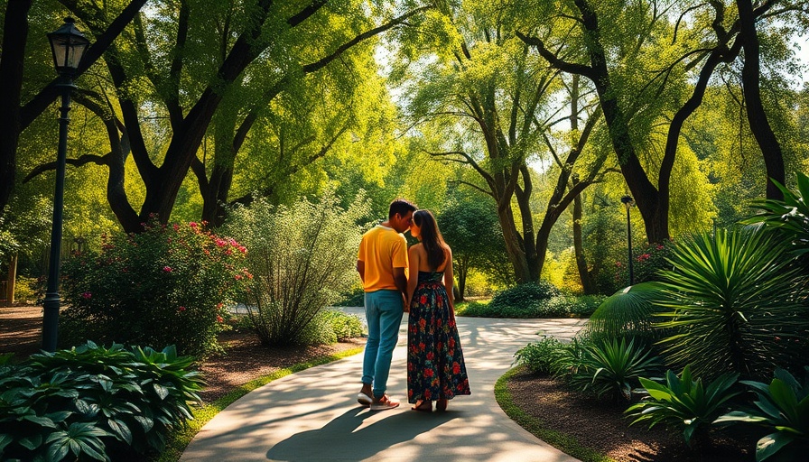 Colorful attire individuals on garden path for foot pain relief.