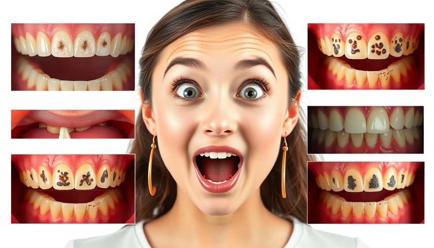 Informative dental care collage with close-up teeth images.