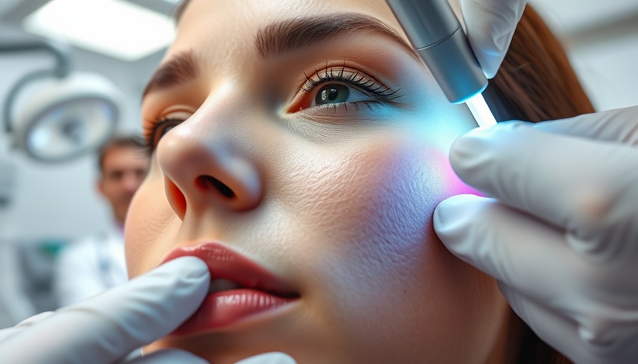Woman receiving laser treatment, doctor reacting, clinical setting.