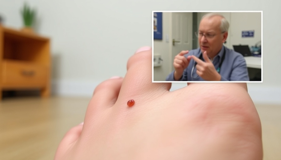 Skin rash diagnosis discussion depicting toe condition close-up.