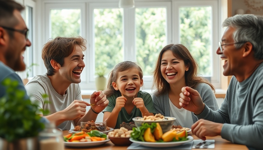 Family meal emphasizing joyful health, related to intermittent fasting and diabetes remission.