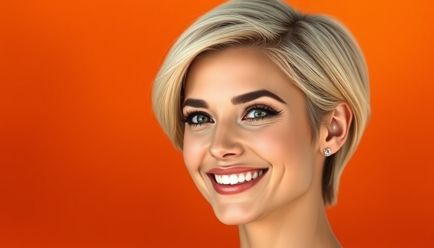 Elegant woman in front of orange background, promoting preventive care awareness.
