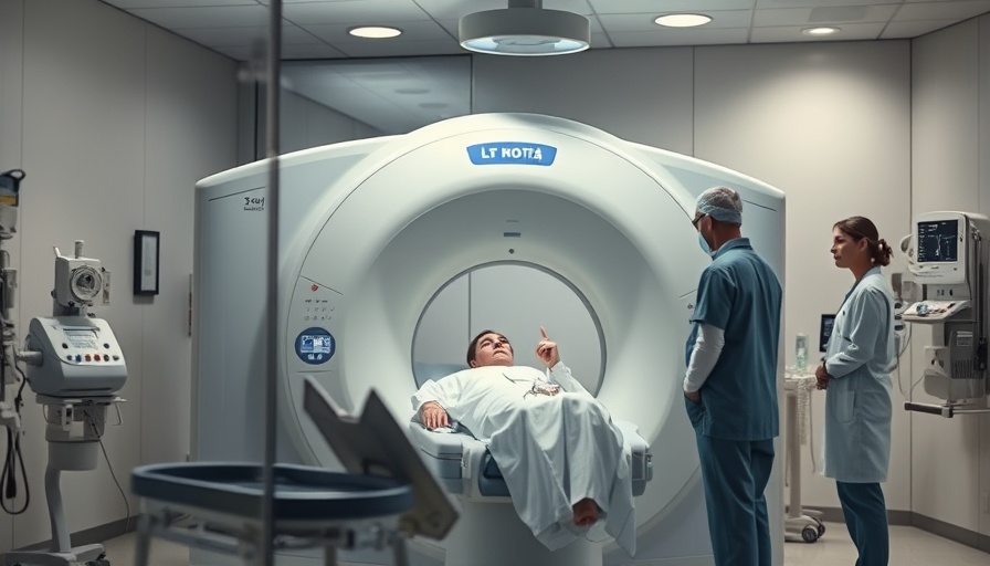 Patient having CT scan, discussing cancer risk in hospital setting.