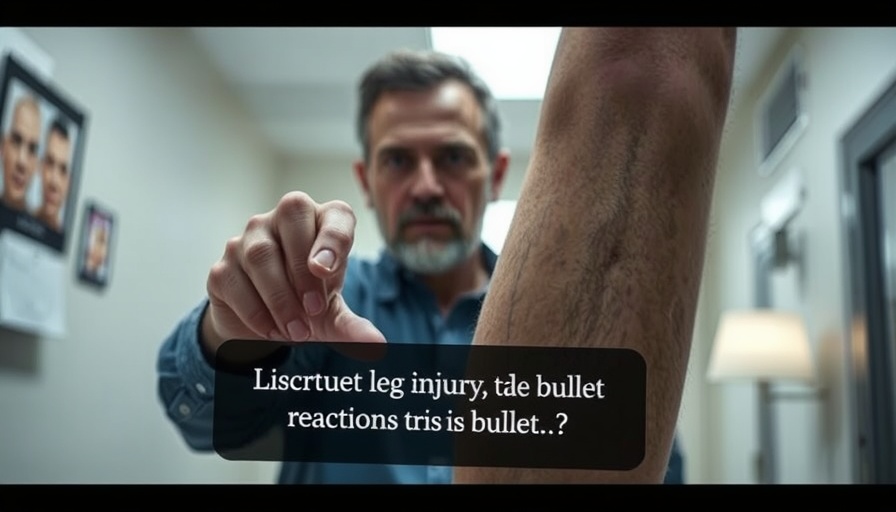 Person discussing bullet injury management with text overlay on video.