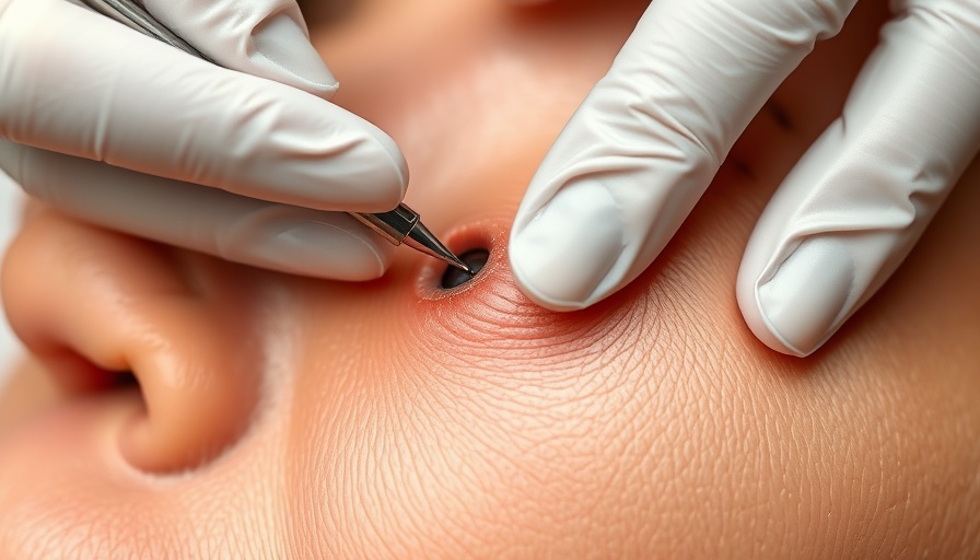 Dermatologist extracting blackhead for skin health insights.