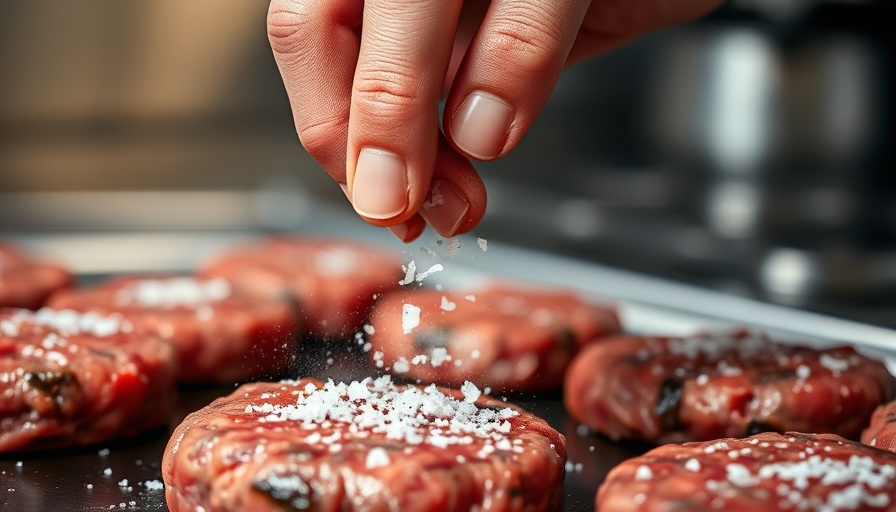 Hand seasoning raw beef patties rich in creatine.