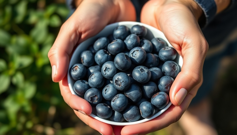 Fresh blueberries being picked from a bowl. Health benefits of blueberries.