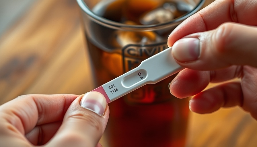 Glucose detection for beverages with test strip in soda.