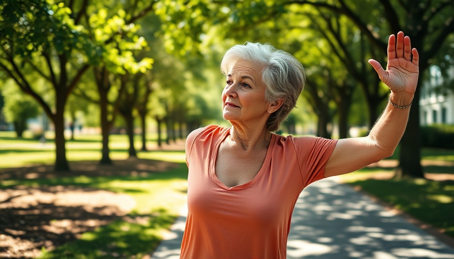 Active older woman stretching in park, Women's Health Initiative Funding.