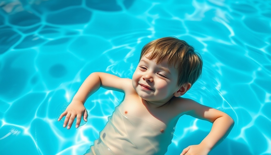 Child learning life-saving skills floating in a pool.