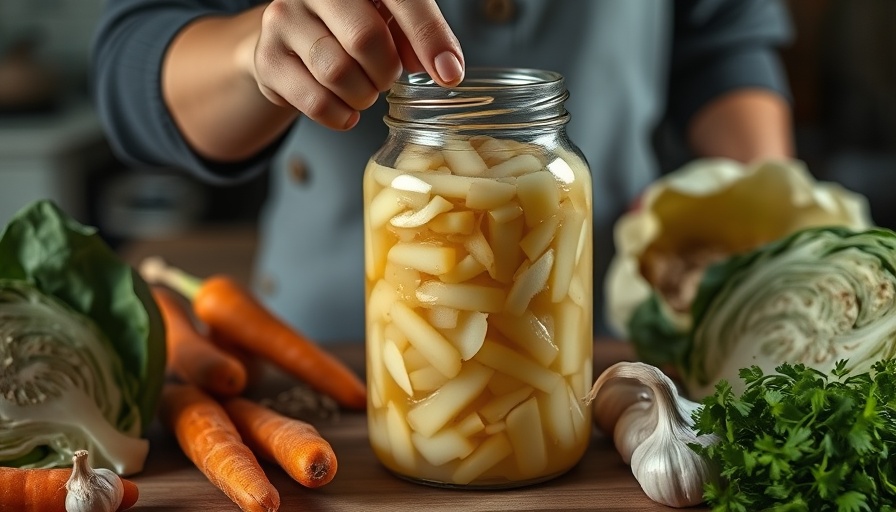 Person sealing jar of sauerkraut with fresh ingredients, highlighting benefits of eating sauerkraut regularly.