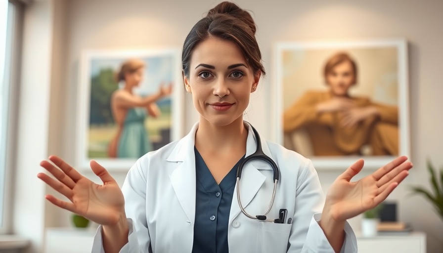 Doctor offering foot health tips in indoor office with painting background.
