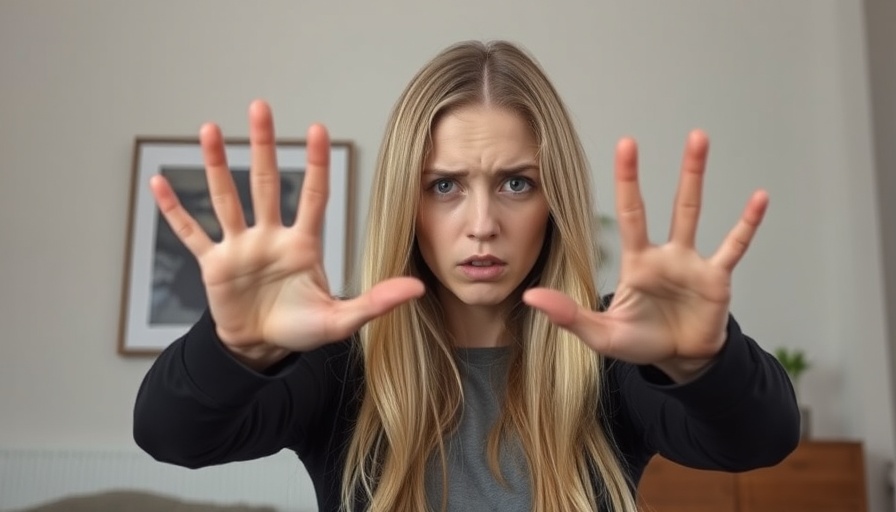 Concerned woman displaying frustration indoors. Foot pain relief context.