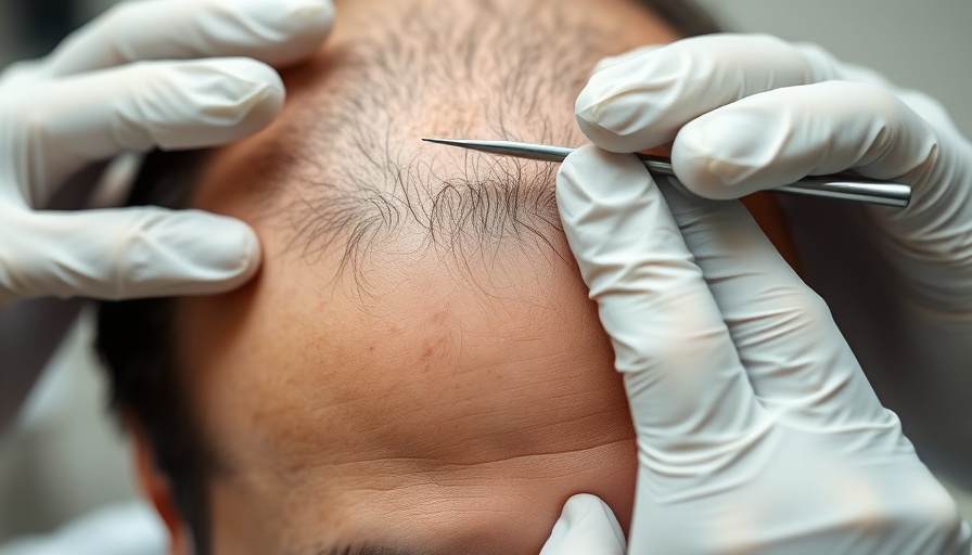 Close-up examination of a scalp issue with gloves, skin rash diagnosis.