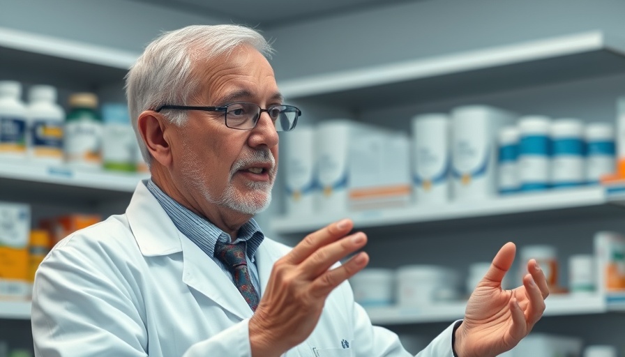 Pharmacist discussing Levothyroxine side effects, pharmacy setting.