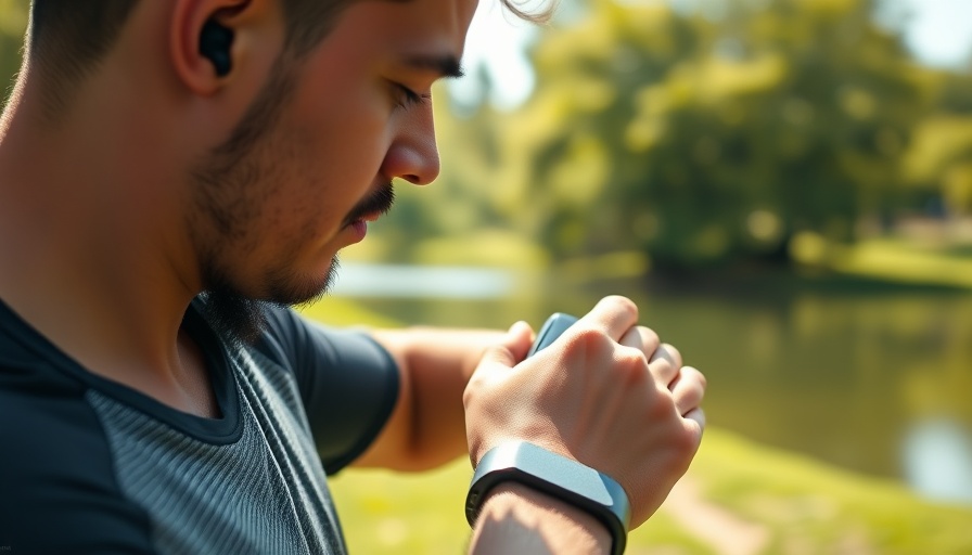 Individual checking smartwatch outdoors for functional heart age