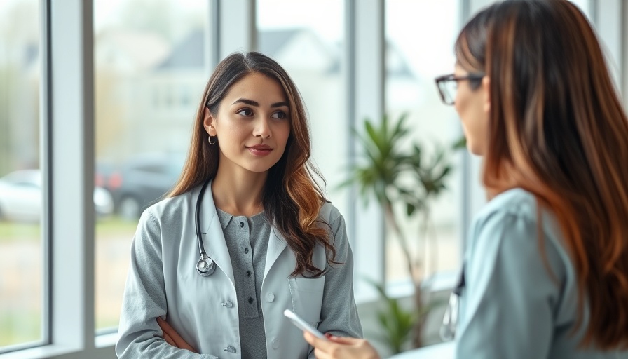 Young woman discussing health screenings with doctor.