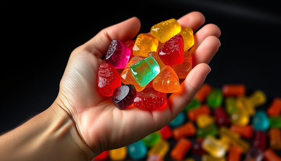 Hand holding colorful DIY natural gummies for glowing skin.
