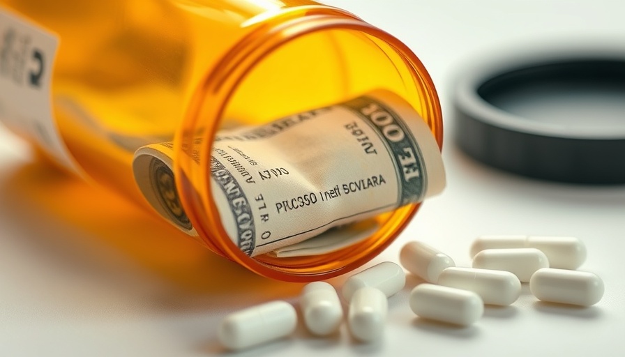 Rolled dollar in pill bottle depicting lower prescription drug prices.