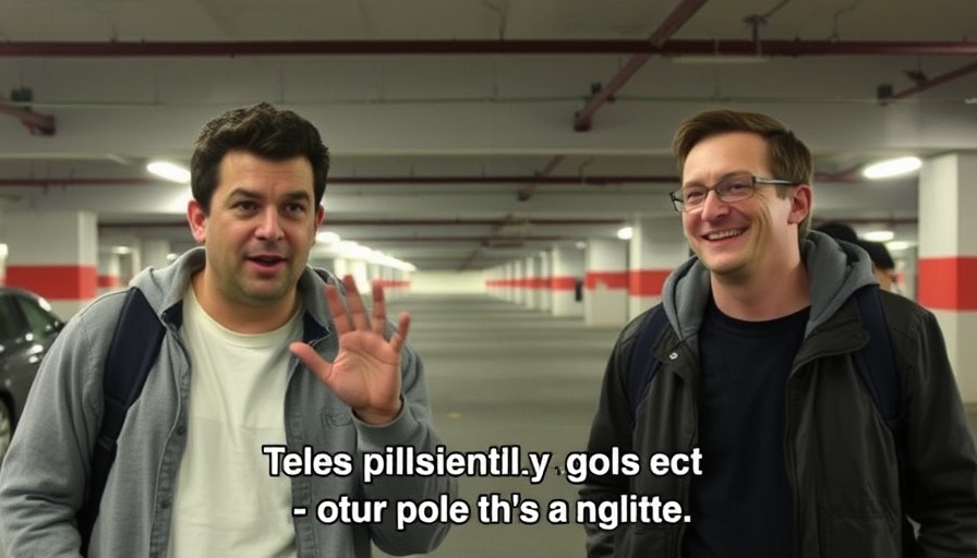 Humorous parking garage scene, foot health tips concept.