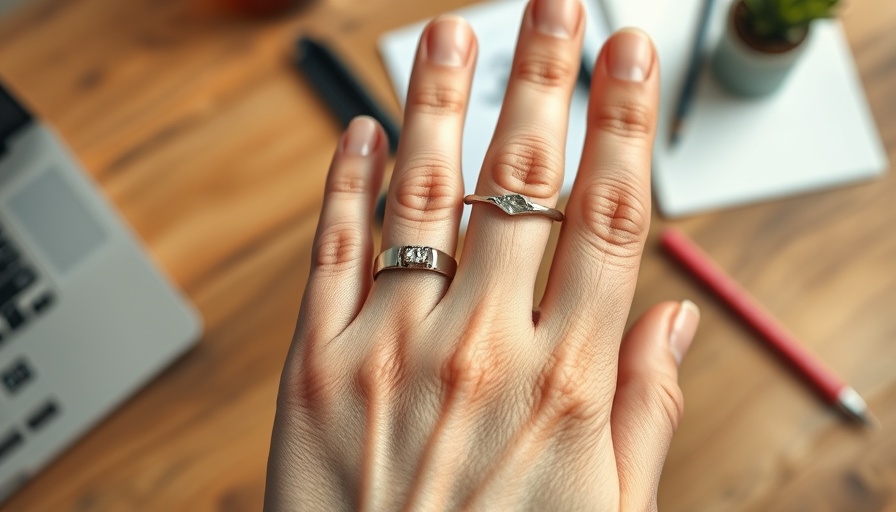 Removing a stuck ring, advice from a woman, close-up hand view.