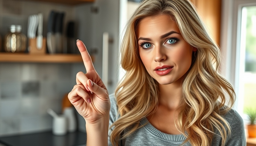 Concerned woman emphasizing foot injury prevention in a kitchen setting.