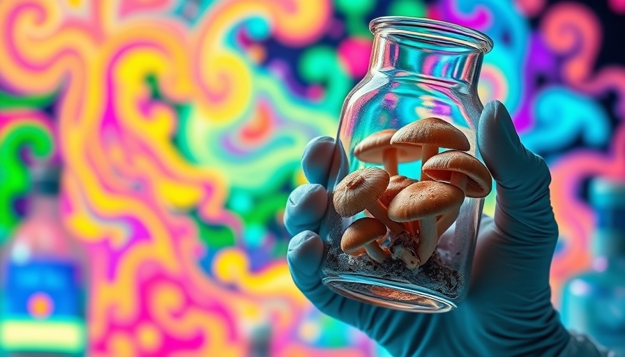 Lab research on psychedelics for health with colorful background.