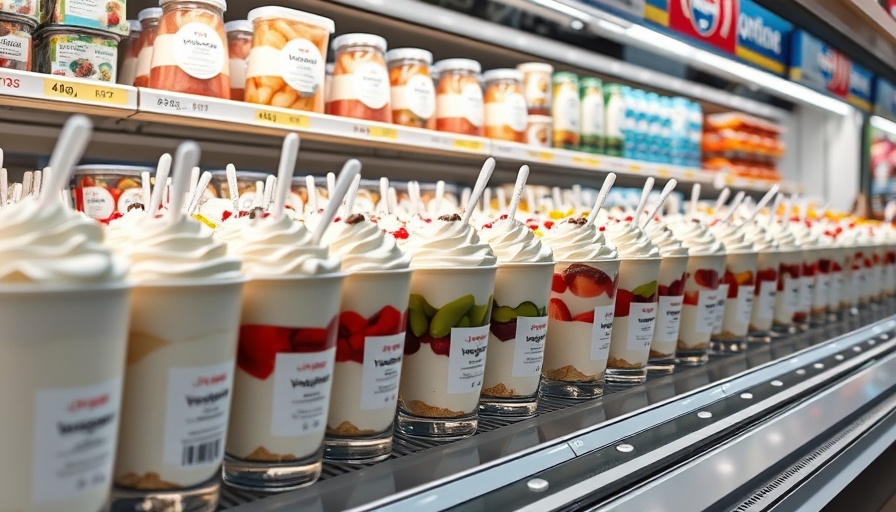 Yogurt parfait recall: neatly arranged on supermarket shelf.