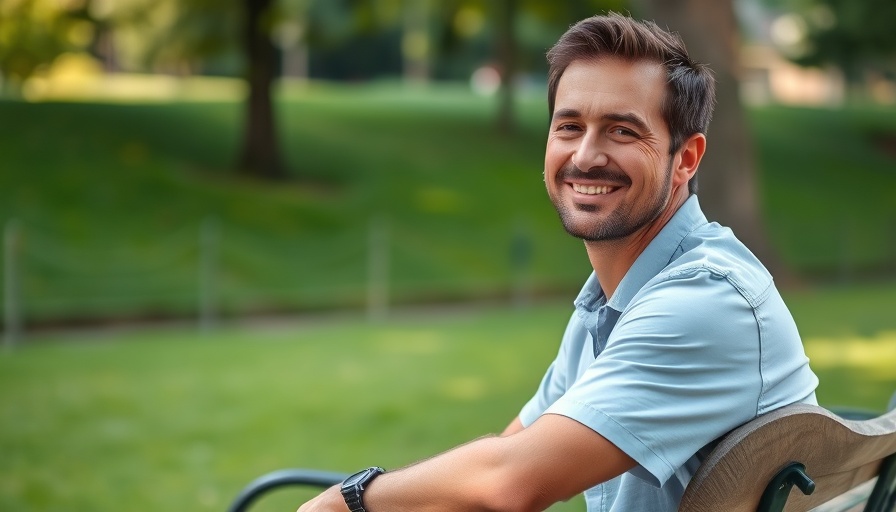 Smiling man outdoors embodying simplicity in health.