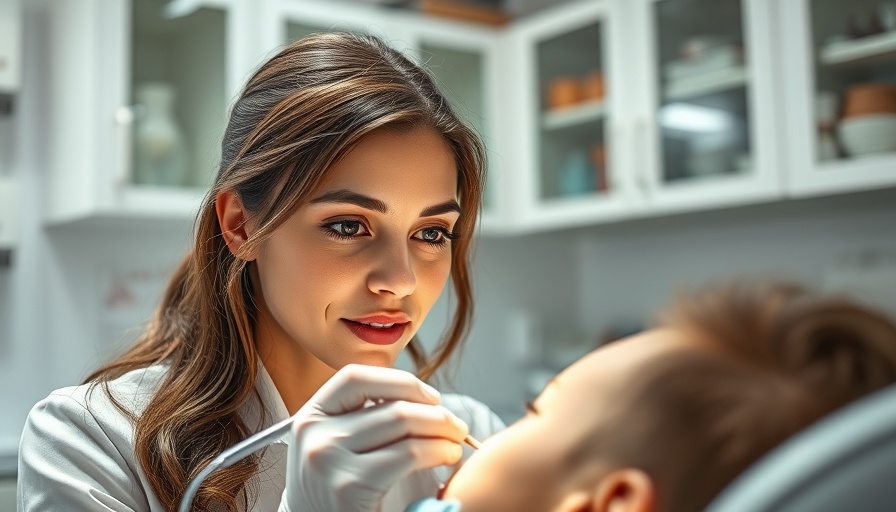 Young female dentist providing dental care in an office setting.