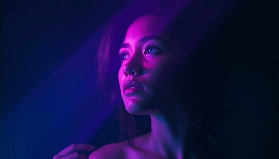 Woman with biophoton light reflecting on her face, illustrating biophoton emissions health monitoring.