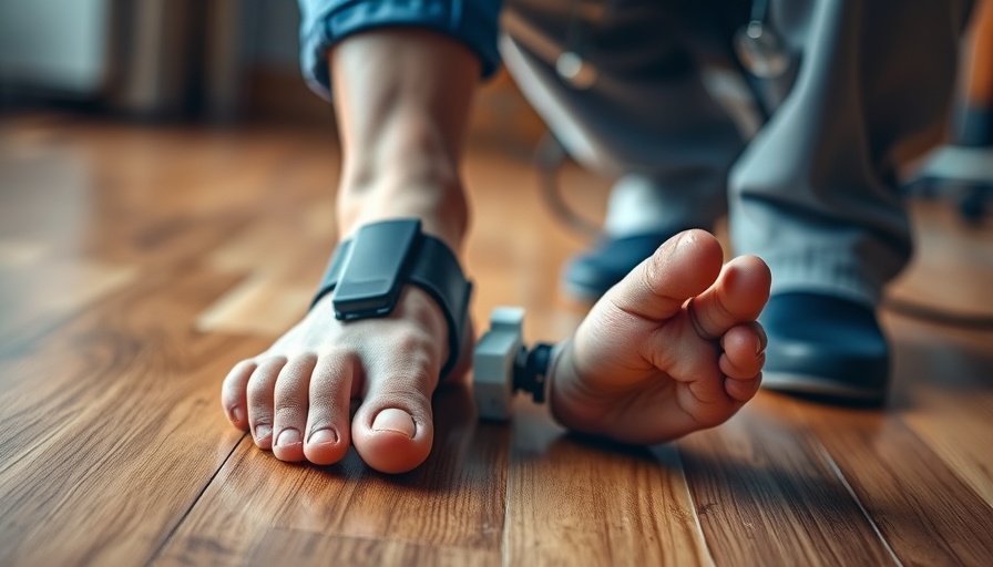 Feet with missing toes and prosthetic, medical professional examining.
