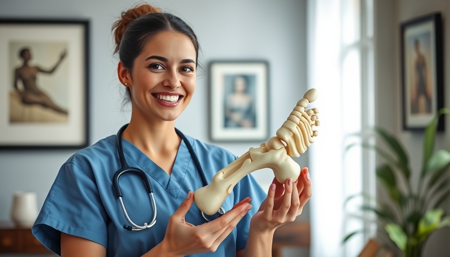 Smiling woman discussing Cinderella surgery with a foot model.