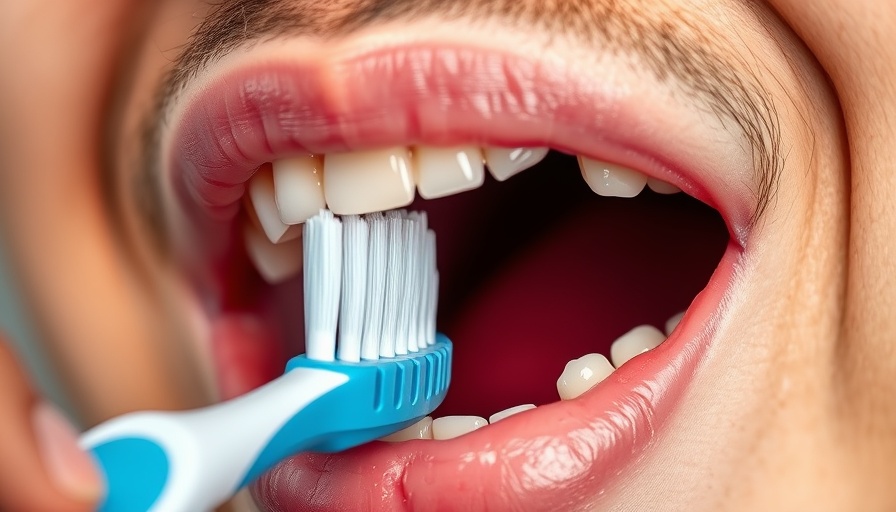 Close-up of proper tooth brushing technique on molars.