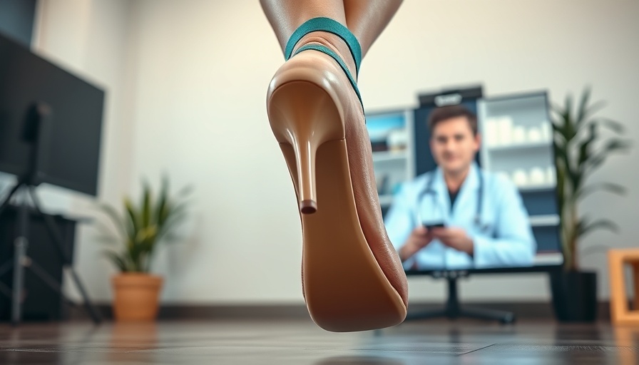 Foot health tips demonstration with high heels and video advice.