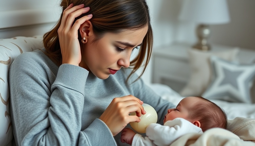 Exhausted young mother feeding baby, highlighting mental health struggles.