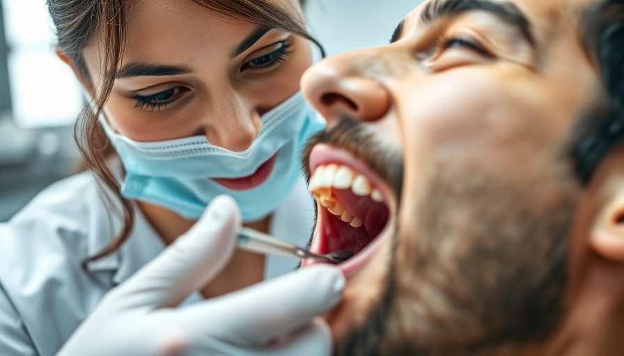 Dentist examining a patient's mouth, emphasizing dental care.
