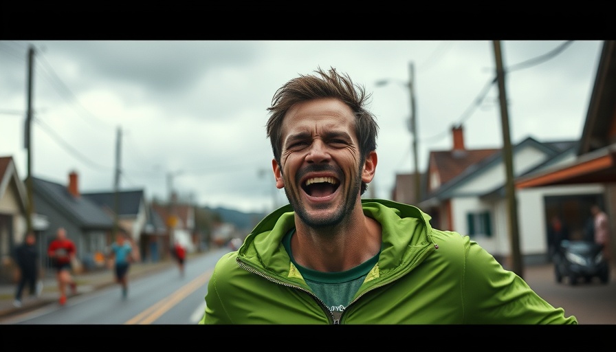 Exhausted runner finishing 130 km ultra-marathon Wicklow