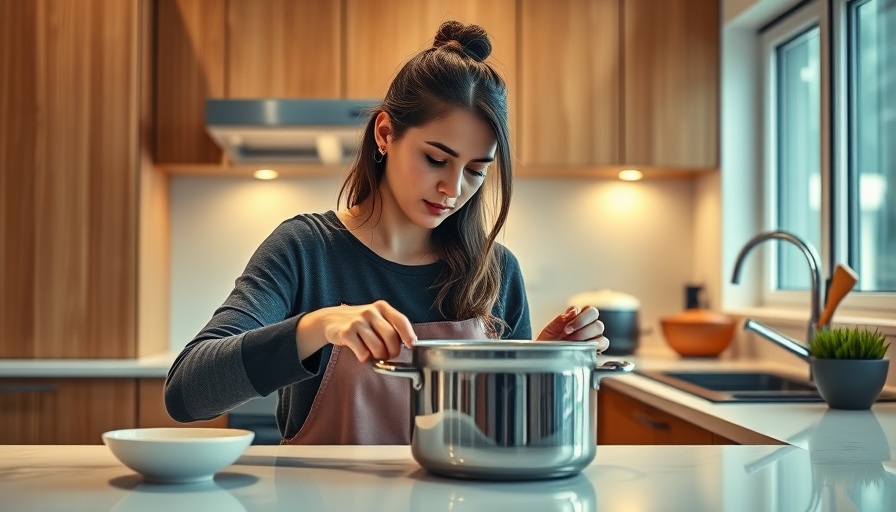 Young woman practicing heart-healthy eating habits in modern kitchen.
