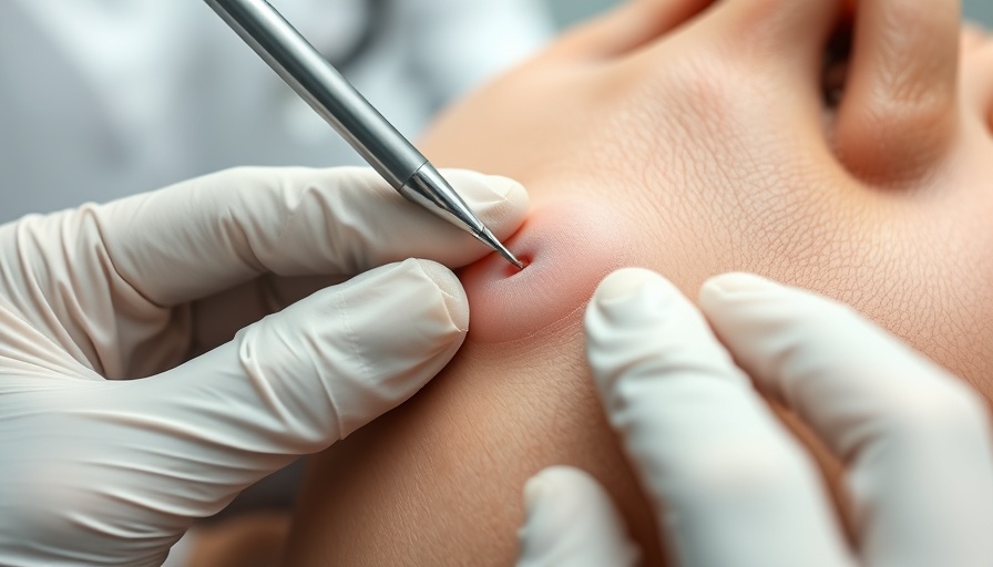Skin rash diagnosis close-up during medical procedure.