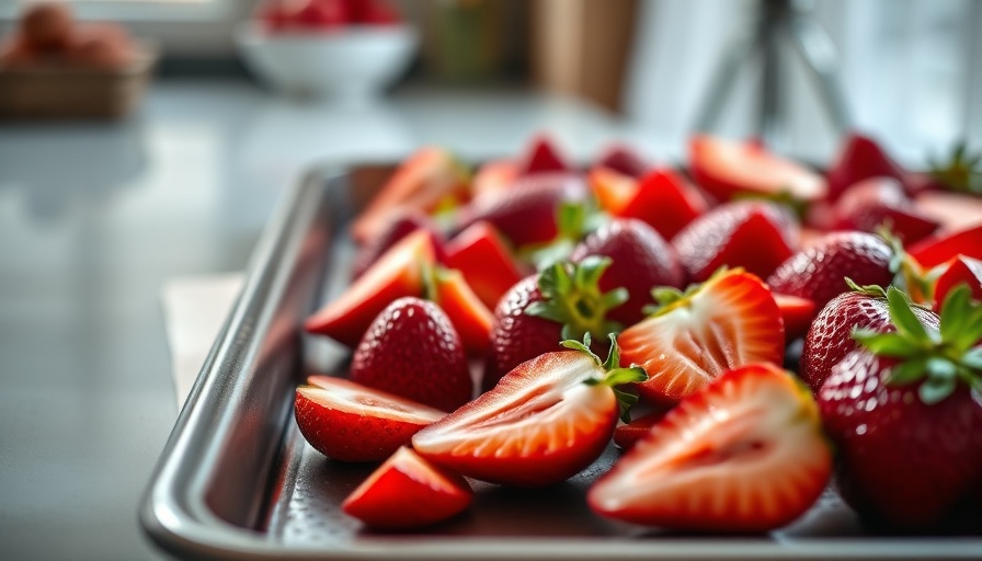 Fresh strawberries arranged on a tray for healthy eating.