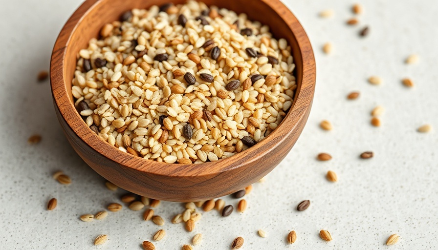 Mixed quinoa seeds in a wooden bowl showcasing nutrient-rich foods.