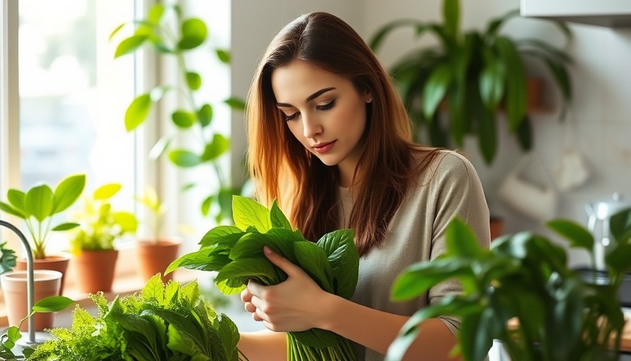 Heart health essentials: fresh greens in a kitchen with natural light.