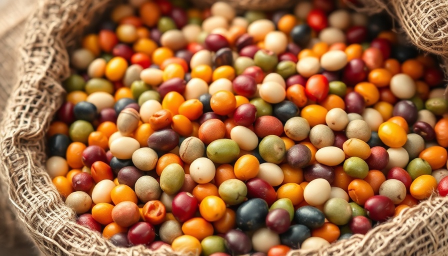 Assorted beans in burlap sacks highlighting health benefits.